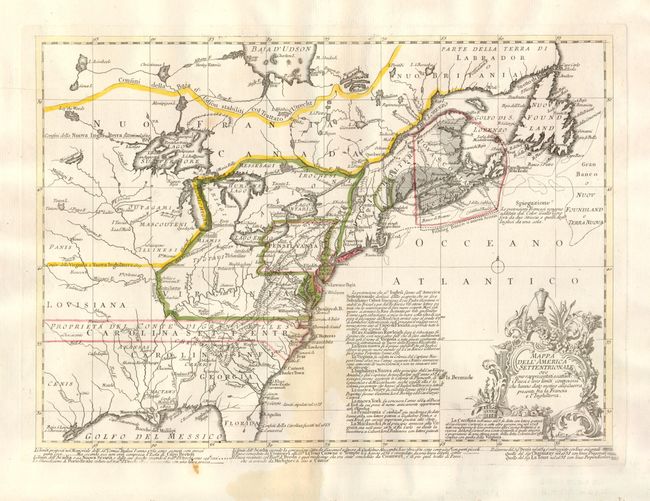 Mappa dell'America Settentrionale ove sono rappresentati esattam, i Paesi e loro limiti controversi che hanno dato motiva