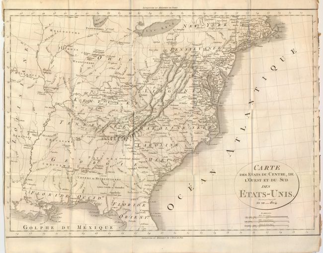 Carte des Etats du Centre, de l'Ouest et du Sud des Etats-Unis