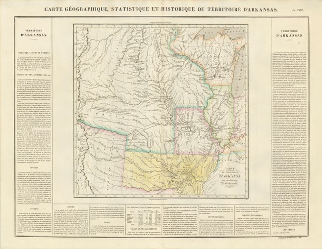Carte Geographique, Statistique et Historique du Territoire d'Arkansas