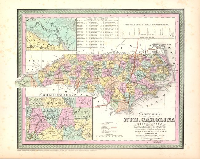 A New Map of Nth. Carolina with its Canals, Roads & Distances from place to place, along the Stage & Steam Boat Routes