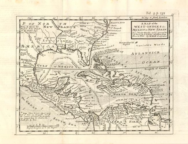 A Map of the West-Indies &c. Mexico or New Spain.  Also ye Trade Winds, and ye several Tracts made by ye Galeons and Flota from Place to Place