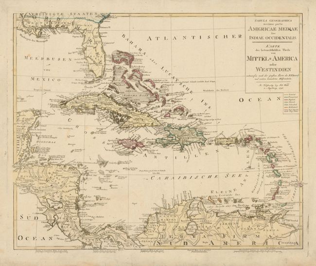 Tabula Geographica Maximae Partis Americae Mediae sive Indiae Occidentalis - Karte des Betraechtlichsten Theils von Mittel -  America oder Westindien