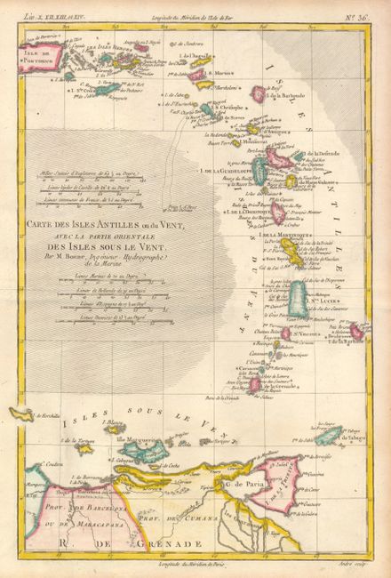 Carte des Isles Antilles ou du Vent avec la Partie Orientale des Isles sous le Vent