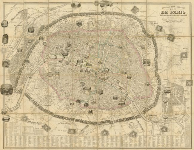 Nouveau Plan Illustre de la Ville de Paris avec le Systeme Complet de ses Fortifications et Forts Detache, et des Communes de la Banlieue