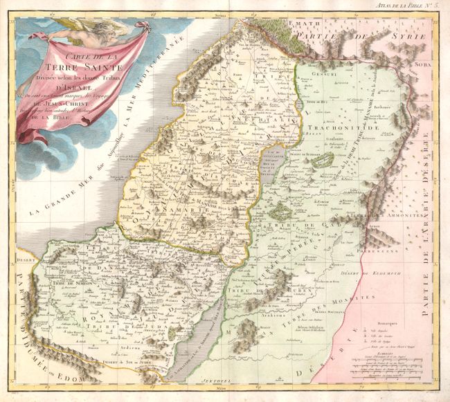 Carte de la Terre Sainte divisee selon les douze Tribus d'Israel, ou sont exactement marquez les Voyages de Jesus-Christ
