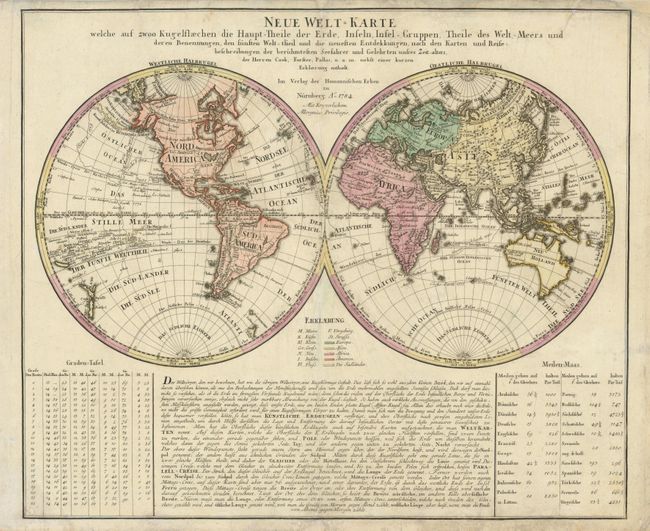 Neue Welt-Karte Welche auf Zwoo Kugelflaechen die Haupt-Theile der Erde
