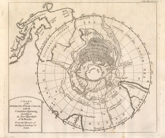 Chart of the Antarctic Polar Circle, with the Countries adjoining, according to the New Hypothesis of M. Buache