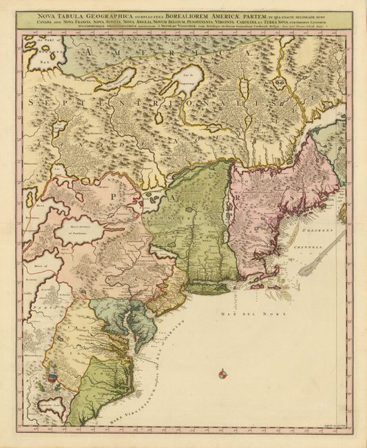 Nova Tabula Geographica Complectens Borealiorem Americae Partem [and] Carte Nouvelle contenant la Partie d'Amerique la Plus Septentrionale