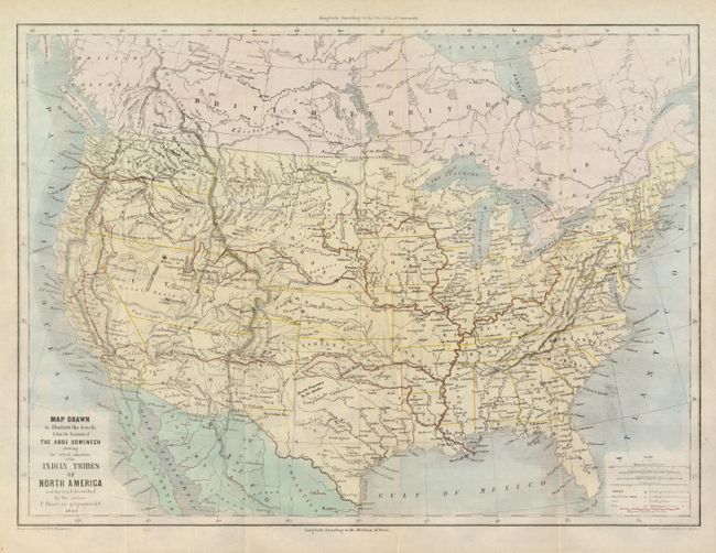 Map Drawn to Illustrate the Travels & from the Documents of the Abbe Domenech Showing the Actual Situation of the Indian Tribes of North America and the road described by the author