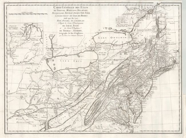 Carte Generale des Etats de Virginie, Maryland, Delaware, Pensilvanie, Nouveau-Jersey, New-York, Connecticut et Isle de Rhodes Ainsi que des Lacs Erie, Ontario, et Champlain