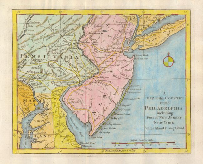 A Map of the Country round Philadelphia including Part of New Jersey, New York, Staten Island & Long Island