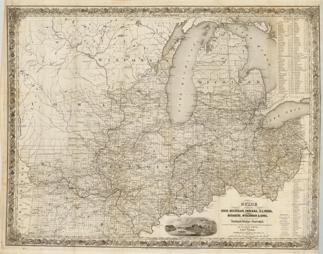 Guide Through Ohio, Michigan, Indiana, Illinois, Missouri, Wisconsin & Iowa. Showing the Township lines of the United States Surveys, Locations of Cities, Towns, Villages, Post Hamlets. Canals, Rail and Stage Roads.