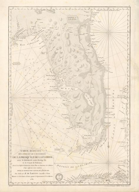 Carte Reduite des Cotes et de l'Interieur de la Presqu'ile de la Floride, avec le Detroit de Cette Presqu'ile et le Canal de Bahama