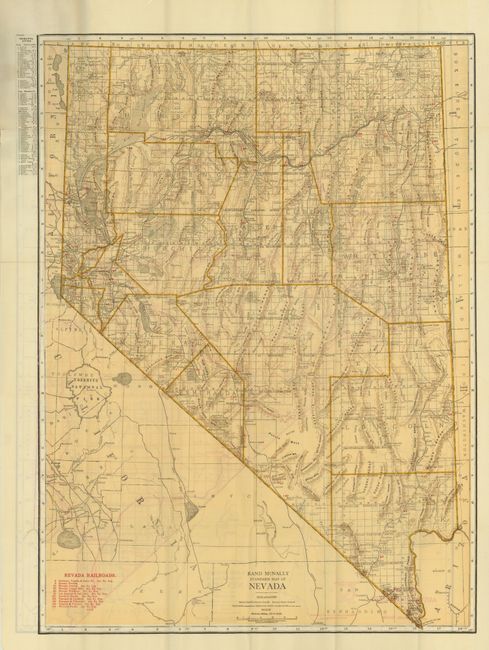Nevada Rand McNally Indexed Pocket Map Tourists' and Shippers' Guide Main Highways Railraods and Electric Lines Counties, Cities, Towns, Villages