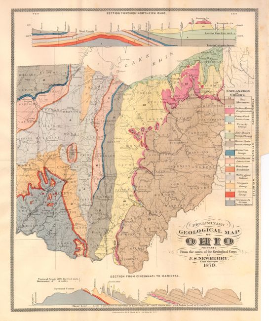 Preliminary Geological Map of Ohio Prepared From the notes of the Geological Corps by J.S. Newberry, Chief Geologist