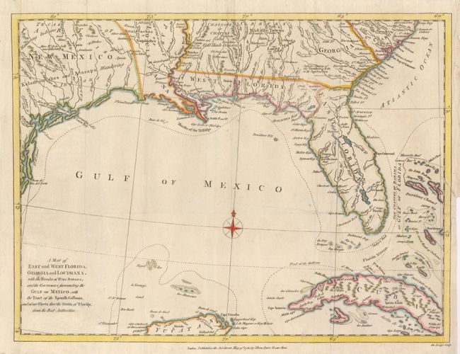 A Map of East and West Florida, Georgia and Louisiana, with the Islands of Cuba, Bahama, and the Countries Surrounding the Gulf of Mexico, with the Tract of the Spanish Galleons, and of our Fleets thro' the Straits of Florida, from the Best Authorities