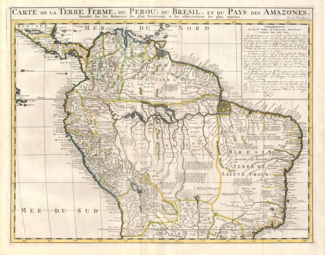Carte de la Terre Ferme, du Perou, du Bresil, et du Pays des Amazones