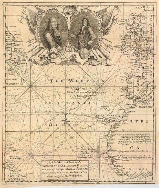 A New Map or Chart of the Western or Atlantic Ocean, with part of Europe Africa & America: shewing the Course of the Galleons, Flota & c. to and from the West Indies
