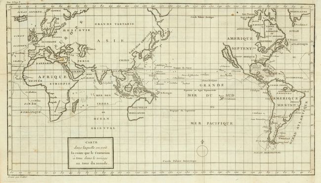 Carte dans laquelle on Voit la Route que le Centurion a Tenu dans la Voiage au tour du Monde