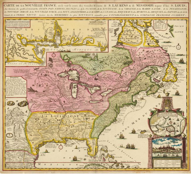 Carte de la Nouvelle France, ou se voit le cours des Grandes Rivieres de S. Laurens & de Mississipi, Aujour d'hui S. Louis