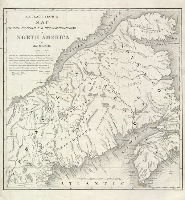 Extract from a Map of the British and French Dominions in North America by Jno. Mitchell