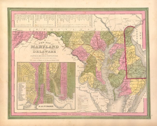 A New Map of Maryland and Delaware with their Canals, Roads & Distances