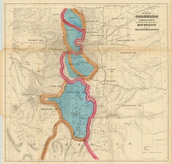 Map of Colorado Territory, and Northern Portion of New Mexico Showing the System of Parcs