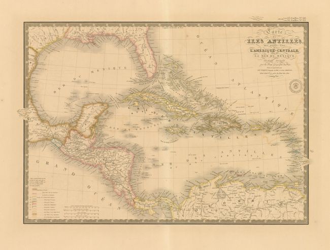Carte des Iles Antilles des Etats-Unis de l'Amerique - Centrale, et de la Mer du Mexique