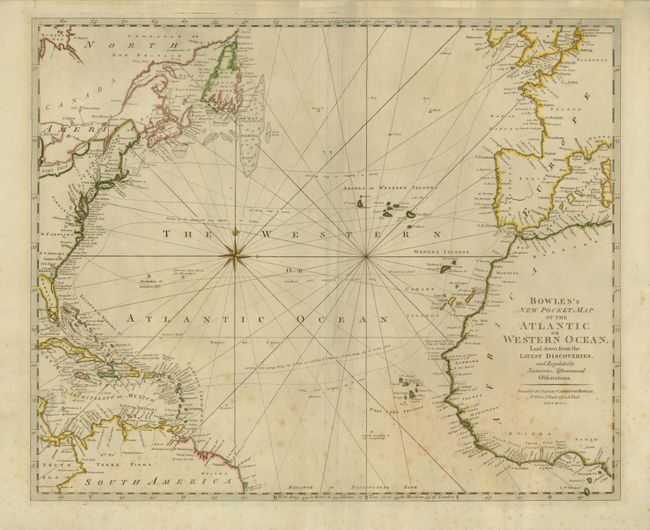 Bowles's New Pocket Map of the Atlantic or Western Ocean, Laid down from the Latest Descoveries, and Regulated by Numerous Astronomical Observations