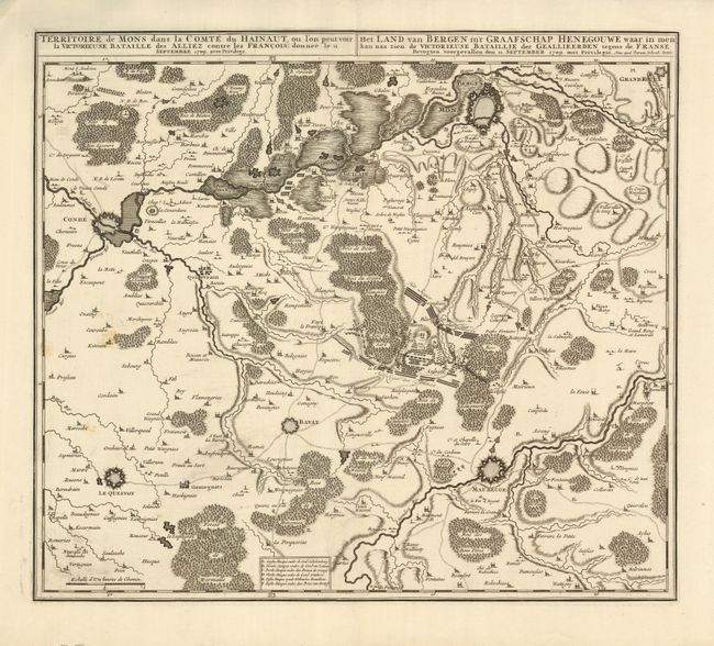 Territoire de Mons dans la Comte du Hainaut, ou l'on Peut voir la Victorieuse Bataille des Alliez contre les Francois: donnee le 11 Septembre 1709