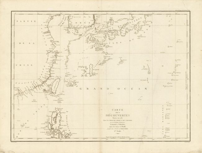 Carte des Decouvertes Faites en 1787 dans les Mers de Chine et de Tartarie, par les Fregates Francaises la Boussole et l'Astrolabe depuis leur Depart de Manille jusqu'a leur Arrivee au Kamtschatka. 1ere Feuille