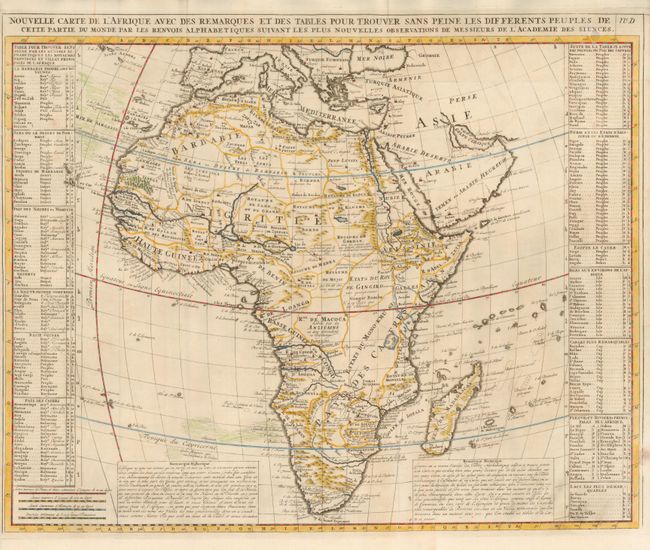 Nouvelle Carte de l'Afrique avec des Remarques et des Tables pour Trouver sans Peine les Differents Peuples de cette Partie du Monde