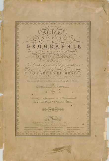 Atlas Universel de Geographie Physique, Politique et Historique, Ancienne et Moderne