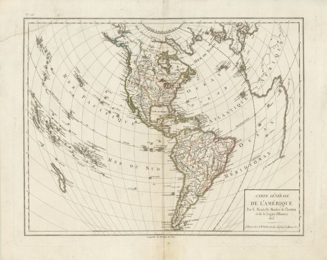 Carte Generale de l'Amerique par E. Mentelle Membre de l'Institut et de la Legion d'Honneur