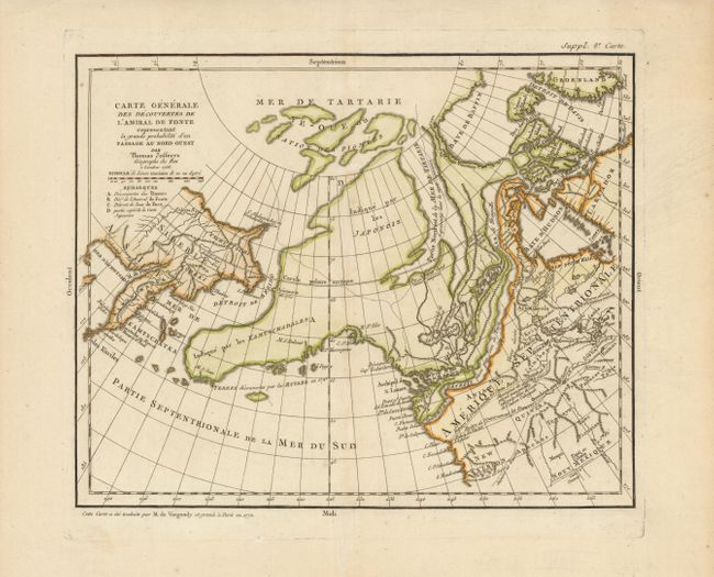 Carte Generale des Decouvertes de l'Amiral de Fonte representant la grande probabilite d'un Passage au Nord Ouest