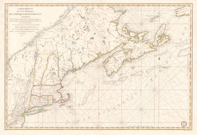 Carte Reduite des Cotes Orientales de l'Amerique Septentrionale Contenant Celles des Provinces de New-York et de la Nouvelle Angleterre, Celles de l'Acadie ou Nouvelles Ecosse, de L'Ile Royale, de L'Ile St.Jean, avec L'Interieure du Pays