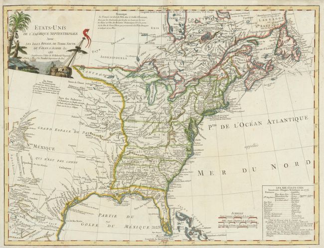 Etats-Unis de l'Amerique Septentrionale avec les Isles Royale, de Terre Neuve, de St. Jean, l'Acadie &c.