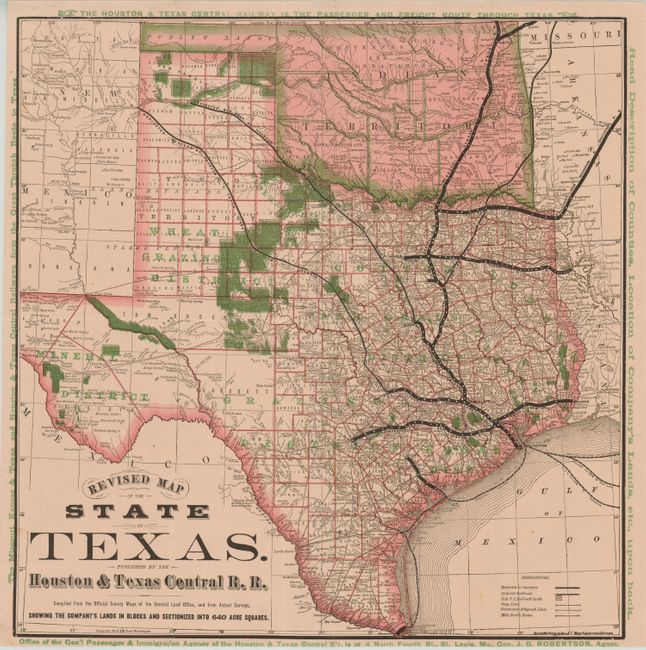 Revised Map of the State of Texas. Published by the Houston & Texas Central R.R.