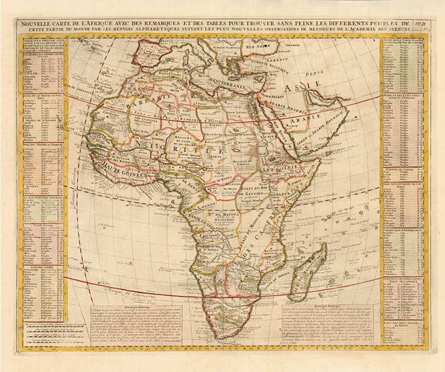 Nouvelle Carte de l'Afrique avec des Remarques et des Tables pour Trouver sans Peine les Differents Peuples de cette Partie du Monde