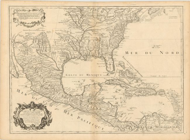 Carte du Mexique et de la Floride des Terres Angloises et des Isles Antilles du Cours et des Environs de la Riviere de Mississipi