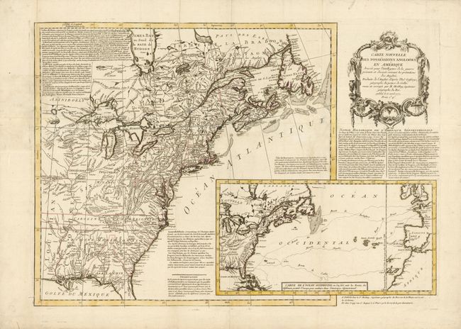 Carte Nouvelle des Possessions Angloises en Amerique Dressee pour l'Intelligence de la Guerre Presente et Divisee Suivant les Pretentions des Anglois