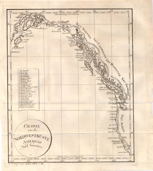 Charte von der Nordwestkuste Americas nach Vancouver