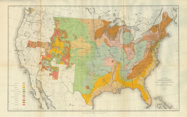 Map of the United States Exhibiting the Present Status of Knowledge Relating to the Areal Distribution of Geologic Groups [and] Map of the United States Exhibiting the Progress Made in the Geographic Survey