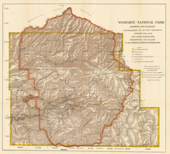 Yosemite National Park Showing Boundaries Established by Act of Congress approved Feb. 7,1905 and Lands Eliminated therefrom and placed in the Sierra Forest Reservation