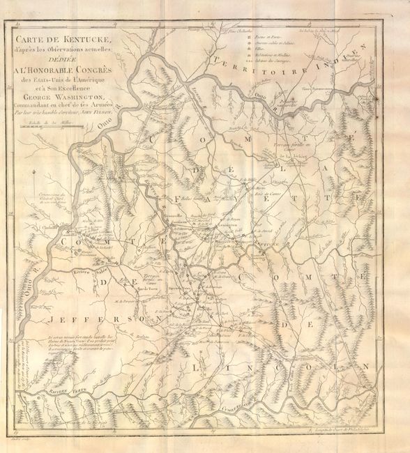 Carte de Kentucke d'apres les Observations Actuelles; dediee a l'Honorable Congres des Etats-Unis de l'Amerique et a Son Excellence George Washington, Commandant en chef de ses Armees