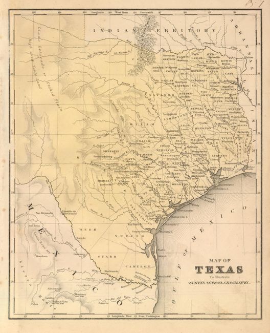 Map of Texas to Illustrate Olney's School Geography