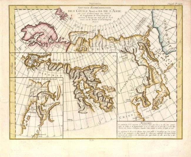 Nouvelle Representation des Cotes Nord et Est de l'Asie pour servir d'eclaircissement aux Articles du Supplement de l'Encyclopedie qui concernent le Passage aux Indes par le Nord