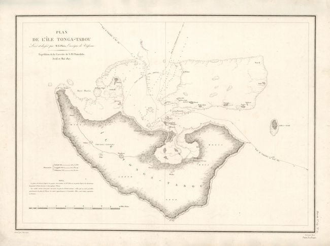 Plan de l'Ile Tonga-Tabou Leve et dresse par M.E. Paris, Enseigne de Vaisseau.  Expedition de la Corvette de S.M. l'Astrolabe