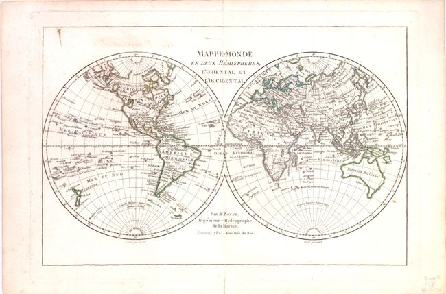 Mappe-Monde en Deux Hemispheres, l'Oriental et l'Occidental