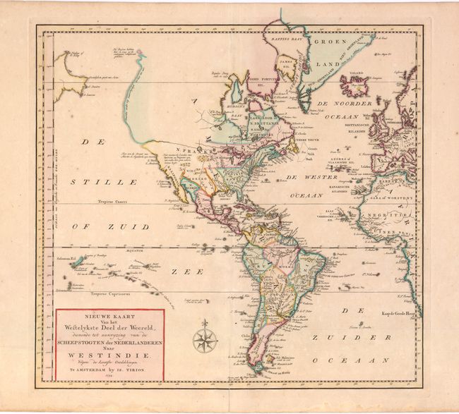 Nieuwe Kaart van het Westelykste Deel der Weereld, dienende tot aanwyzing van de Scheepstogten der Nederlanderen Naar Westindie